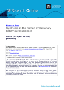 Synthesis in the human evolutionary behavioural sciences