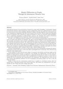 Identity Obfuscation in Graphs Through the Information Theoretic Lens