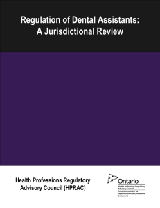 Regulation of Dental Assistants: A Jurisdictional Review
