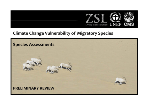 Climate Change Vulnerability of Migratory Species Species