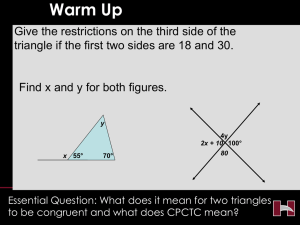 Determine if whether each pair of triangles is congruent by SSS