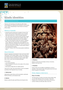 Hindu identities - Education at UWA