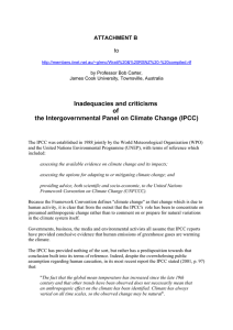 Inadequacies and criticisms of the Intergovernmental Panel on
