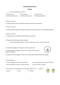 Electrostatic Mock Test 1 Charges 1. ____ are the charged parts of