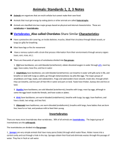 Animals: Standards 1, 2, 3 Notes