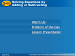 Solving Addition and Subtraction Equations