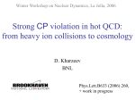 Strong CP violation in hot QCD: from heavy ion collisions to cosmology