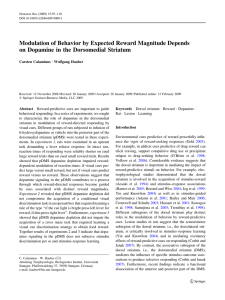 Modulation of Behavior by Expected Reward Magnitude Depends