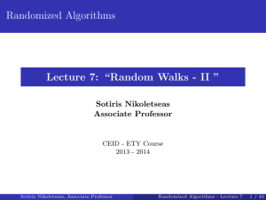 Lecture 7: “Random Walks - II ”