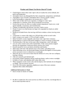 Weather and Climate Test Review Sheet (6th Grade)