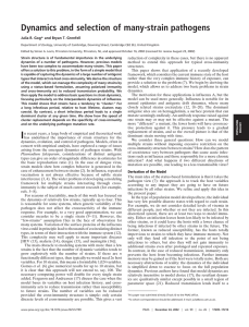 Dynamics and selection of many-strain pathogens