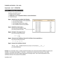 Probability and Statistics – Mrs. Leahy Study Guide – Unit 7