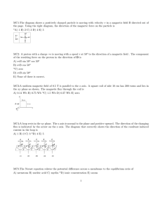 MC1:The diagram shows a positively charged particle is moving with