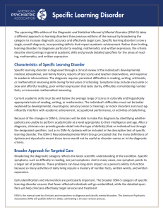 Specific Learning Disorder - American Psychiatric Association