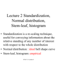 Lecture 2 Standardization, Normal distribution, Stem