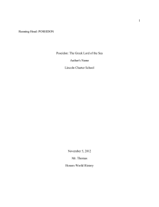 1 Running Head: POSEIDON Poseidon: The Greek Lord of the Sea