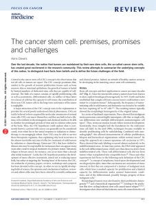 The cancer stem cell: premises, promises and challenges
