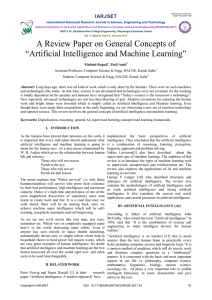 A Review Paper on General Concepts of “Artificial Intelligence and