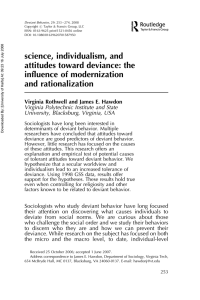 science, individualism, and attitudes toward deviance: the influence