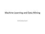 Machine Learning and Data Mining