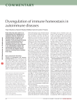 Dysregulation of immune homeostasis in autoimmune diseases