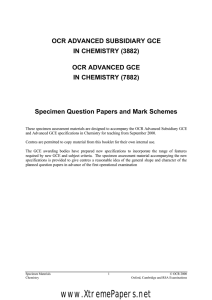 AS/A Level Chemistry (A) specimen question papers and mark