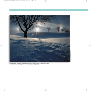 Sunlight bending through ice crystals in cirriform clouds