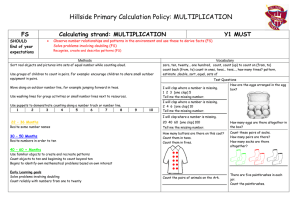 Hillside Primary Calculation Policy: MULTIPLICATION