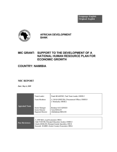 Namibia - The Development of a National Human Resource Plan for