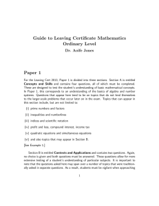 Guide to Leaving Certificate Mathematics Ordinary Level Paper 1