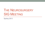 Overview of Neurosurgery SIG Plans