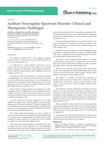 Auditory Neuropathy Spectrum Disorder: Clinical and Therapeutic