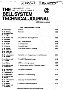 Bell System Technical Journal - PDP
