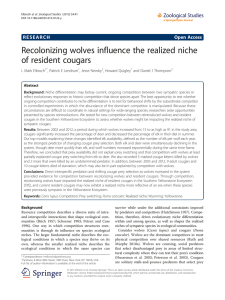 Recolonizing wolves influence the realized niche of resident cougars
