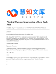 Physical Therapy Intervention of Low Back Pain