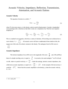 Manual for experiment on Acoustic Velocity, Impedance, Reflection