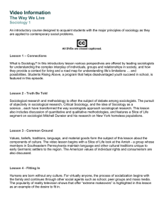 Video Information The Way We Live Sociology 1