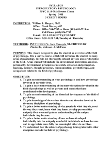 PSYC 1113.702: Introductory Psychology (Hargett)