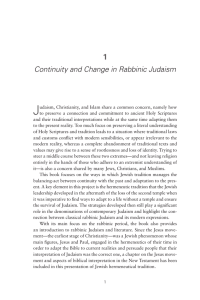 Continuity and Change in Rabbinic Judaism