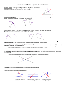 Review and Self-Study: Angle and Line Relationships