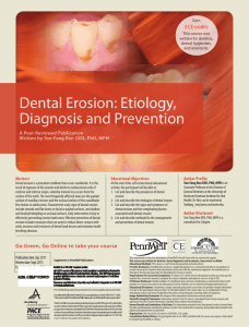 Dental Erosion: Etiology, Diagnosis and Prevention