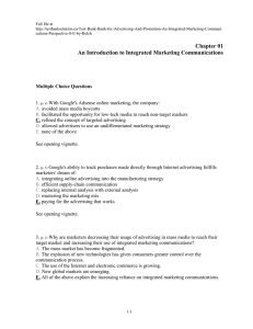 Chapter 01 An Introduction to Integrated Marketing Communications