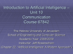 Introduction to Artificial Intelligence – Course 67842