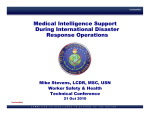 Medical Intelligence Support During International Disaster