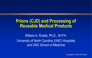 Prions (CJD) and Processing of Reusable Medical Products