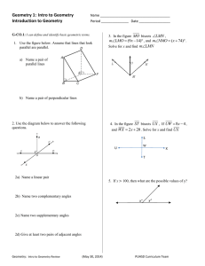 Geometry 1: Intro to Geometry Introduction to Geometry