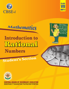Unit 3 Introduction to Rational Number Class - VII - CBSE