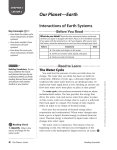 Reading Chapter 3 Lesson 2 Interactions of Earth Systems