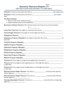 Geometry Theorems Chapters 1-4