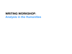 WRITING WORKSHOP: Analysis in the Humanities